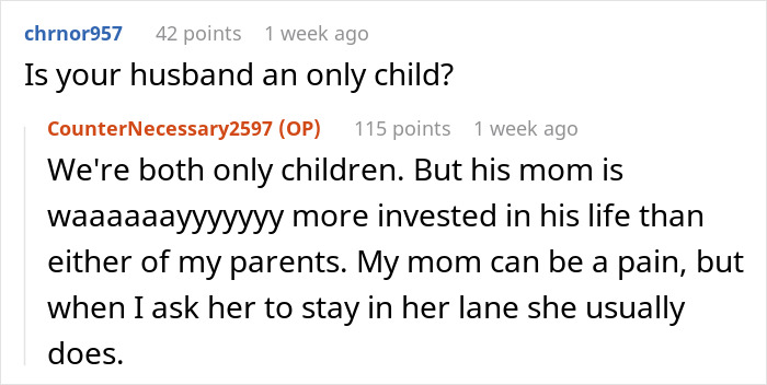 Reddit conversation discussing a man skipping his wife&rsquo;s first Mother&rsquo;s Day to spend time with his mom.