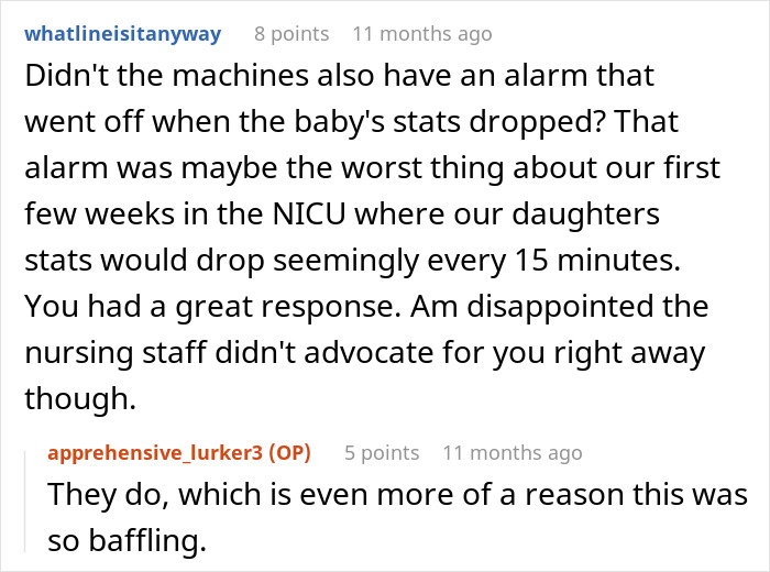 Reddit conversation about a new mom’s hilarious malicious compliance with a nosy NICU neighbor’s behavior. Reddit conversation about a new mom’s hilarious malicious compliance with a nosy NICU neighbor’s behavior.