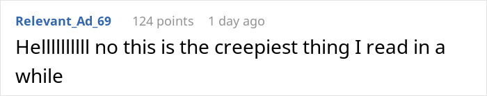 Screenshot of an online comment expressing that a story about a woman learning her boyfriend stalked her is very creepy. Screenshot of an online comment expressing that a story about a woman learning her boyfriend stalked her is very creepy.