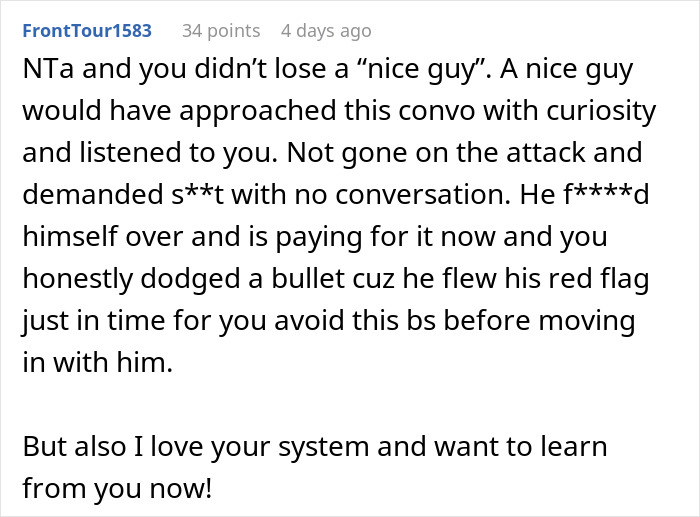Comment discussing a man furious his girlfriend let him break up because he can’t read an Excel document. Comment discussing a man furious his girlfriend let him break up because he can’t read an Excel document.
