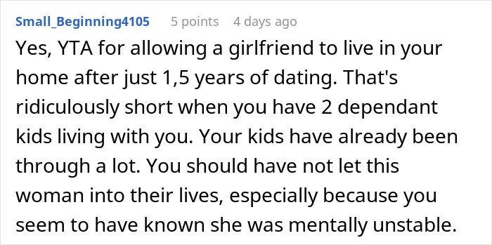 Screenshot of a Reddit comment discussing a dad desperate to restore peace at home by planning a strategic break-up. Screenshot of a Reddit comment discussing a dad desperate to restore peace at home by planning a strategic break-up.