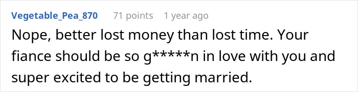 Comment about fiance having a crush on best friend, expressing feelings and relationship concerns in online discussion.