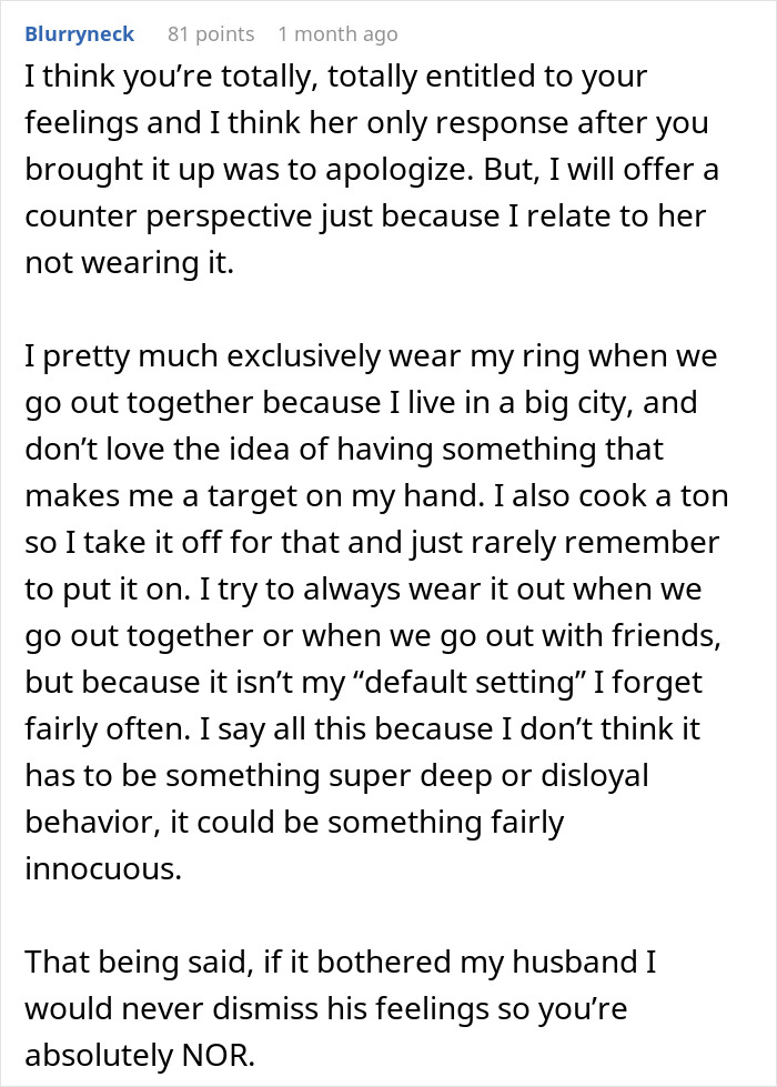 Woman refuses to wear engagement ring sharing perspective on why she often forgets to wear it in daily life. Woman refuses to wear engagement ring sharing perspective on why she often forgets to wear it in daily life.