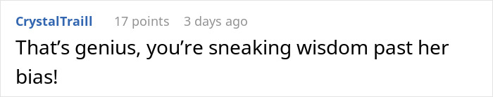 Screenshot of a Reddit comment discussing a Christian woman who doesn't believe in therapy while her niece uses it for help.