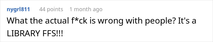 Comment criticizing loud behavior in the library, reflecting frustrations with a guy habitually speaking loudly there.