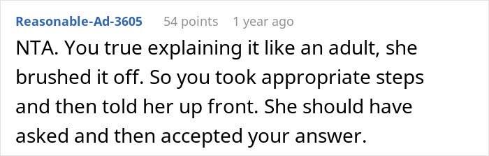 Screenshot of a Reddit comment discussing rebooking a flight to avoid babysitting a niece as an adult conflict resolution. Screenshot of a Reddit comment discussing rebooking a flight to avoid babysitting a niece as an adult conflict resolution.