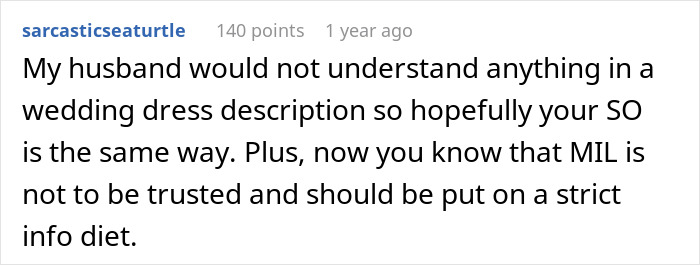 Woman upset as MIL&rsquo;s loud comments spoil the surprise of her wedding dress, ruining the magic of the moment.