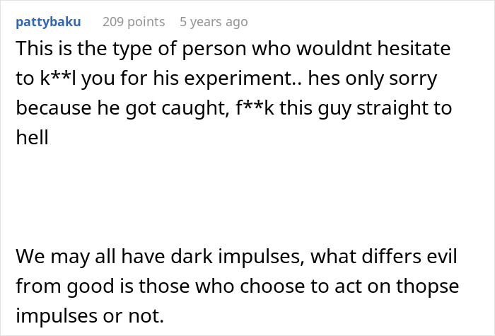 Comment expressing strong anger about a guy who feeds his girlfriend slugs and her pet snail, discussing dark impulses.