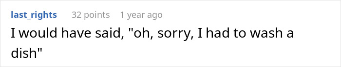 Comment on a post about a guy teaching his homophobic brother-in-law a lesson with a clever shower trick, joking about washing a dish.