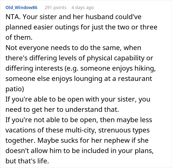 Reddit response discussing struggles and differing physical abilities during a bil struggles China trip.