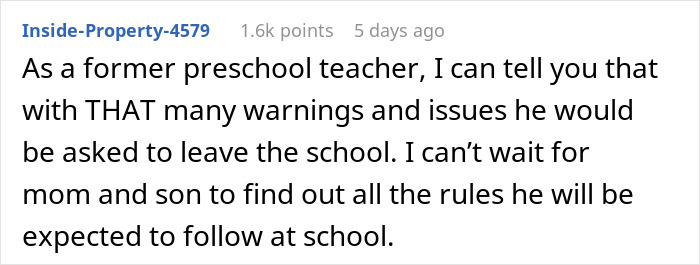 Comment from former preschool teacher about babysitting chaos, warning about behavior issues and school rules for the child. Comment from former preschool teacher about babysitting chaos, warning about behavior issues and school rules for the child.