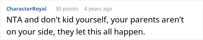 Screenshot of an online comment discussing a 17-year-old refusing to babysit multiple kids during a family vacation.