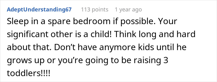 Commenter advises sleeping in a spare bedroom as the husband enjoys lazy mornings while wife sacrifices sleep.