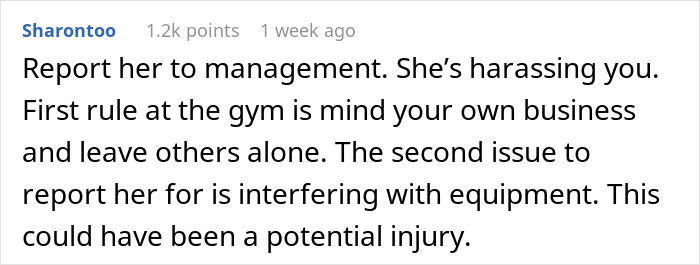 Man avoiding gym stalker who becomes aggressive by throwing weights after rejection during workout.