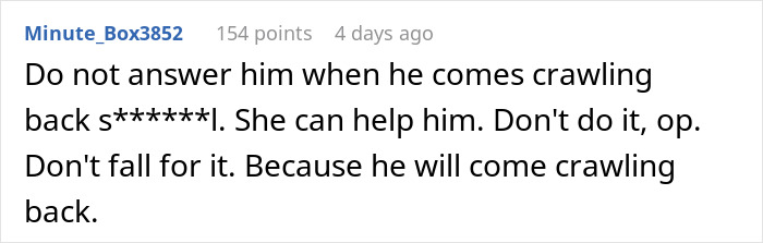Comment warning against responding to a mentally unstable boyfriend who may repeatedly come back after a worried girlfriend&rsquo;s call.