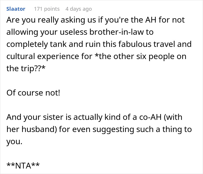 Comment from Reddit user explaining bil struggles on china trip, discussing family conflict and travel issues.