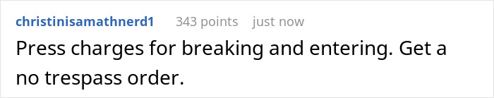Screenshot of a social media comment discussing calling cops after a family broke into a man&rsquo;s home to use the pool.