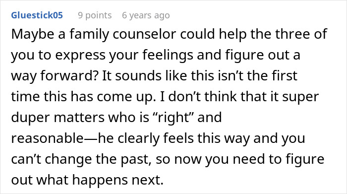 Comment suggesting family counseling to address feelings and move forward after son&rsquo;s emotional blowup over neglect.