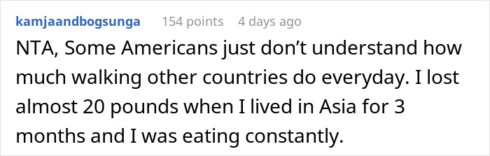 Comment on bil struggles China trip about Americans not understanding daily walking in other countries and weight loss in Asia.