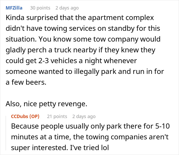 Online discussion about a guy blocking garage, swearing at woman&rsquo;s family, and job applications sent in his name.