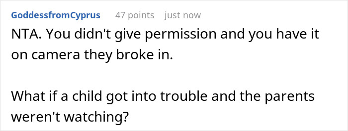 Comment on Reddit discussing a man calling cops after his brother and family broke into his home to use the pool.