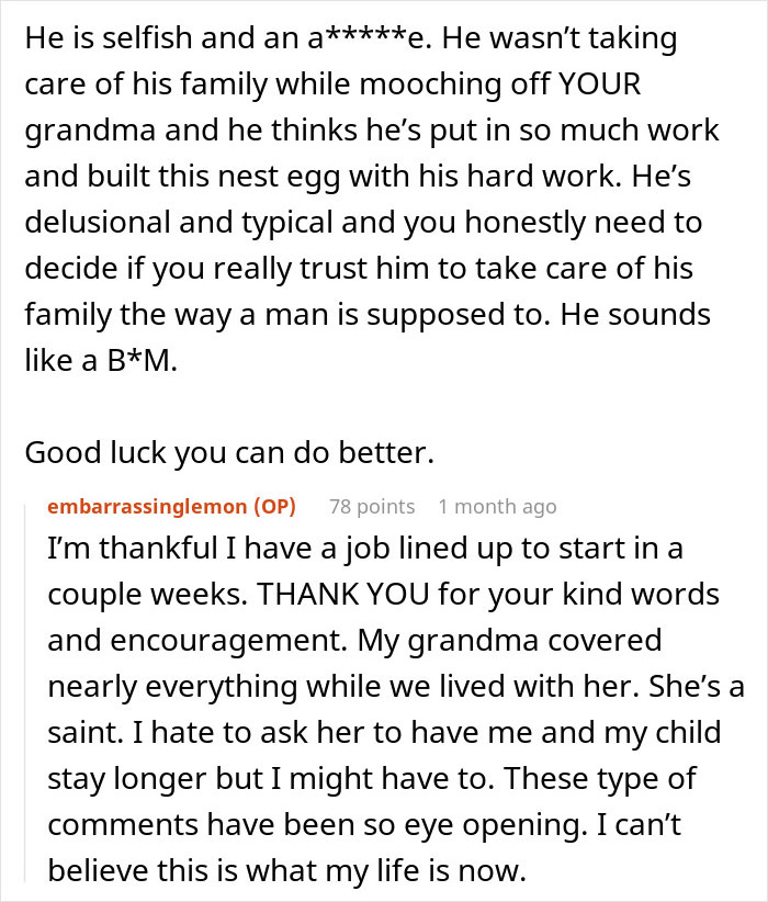 Text conversation about a woman at crossroads dealing with a partner of 10 years wanting to buy a house only for himself.