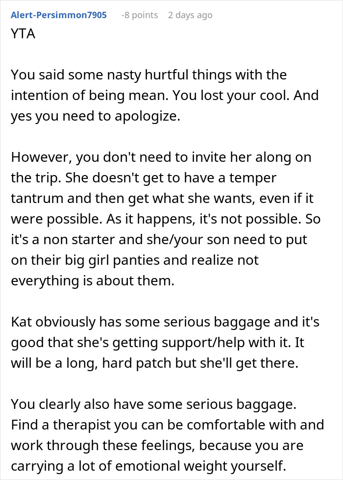 Comment discussing family conflict and emotional challenges in a daughter-in-law and mother-in-law relationship.