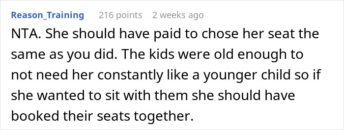 Comment about mom insisting woman give up her seat on 10-hour flight and child seat arrangements discussion.