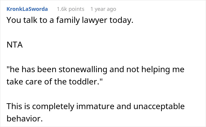 User comment on married couple moving houses, highlighting husband leaving responsibilities to wife while he travels.