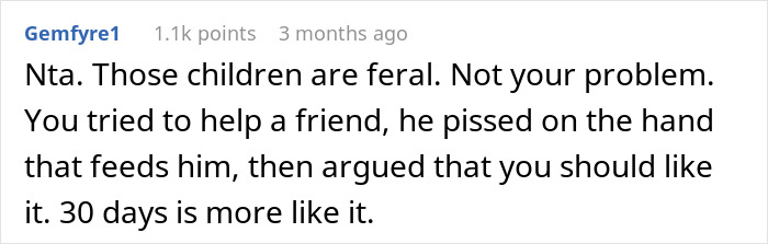 Screenshot of a Reddit comment discussing a couple kicking out their roomie after his kids covered everything in pee. Screenshot of a Reddit comment discussing a couple kicking out their roomie after his kids covered everything in pee.