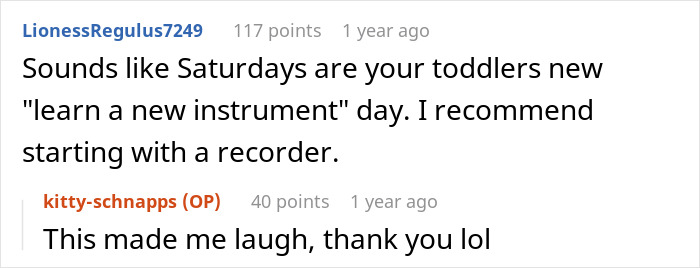 Screenshot of an online conversation about a husband enjoying lazy mornings while wife sacrifices sleep, showing comments and replies.