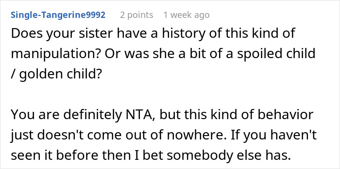 Reddit comment discussing exposing sister’s fake cancer and manipulation in a family conflict about truth. Reddit comment discussing exposing sister’s fake cancer and manipulation in a family conflict about truth.