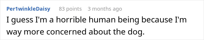 Comment about babysitter refusing to watch one child, showing concern for the dog instead, sparking discrimination accusations.