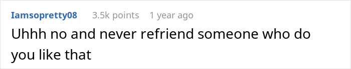 Comment text reading a reaction to a woman finding out her fianc&eacute; has a crush on her best friend.