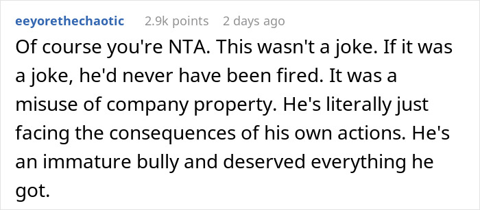 Reddit comment defending a man who pulls a harmless prank, leading to panic and eventual revenge by his girlfriend&rsquo;s sister.