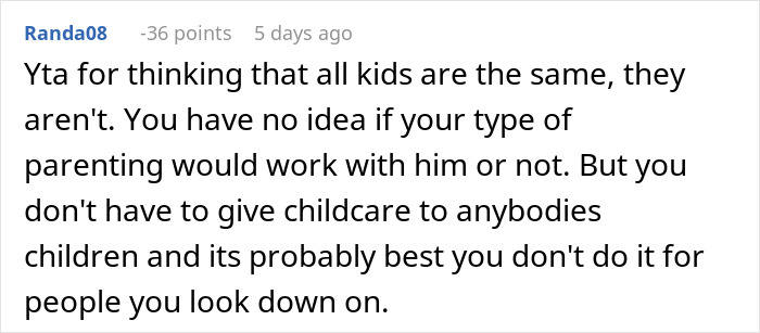 Screenshot of a user comment discussing babysitting and childcare challenges after offering help to sister-in-law’s kid. Screenshot of a user comment discussing babysitting and childcare challenges after offering help to sister-in-law’s kid.