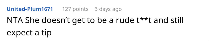 Screenshot of a Reddit comment discussing tipping etiquette in the context of am I the jerk for tipping 83 cents.