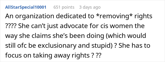 Screenshot of a comment criticizing J.K. Rowling for using Harry Potter cash to fund an anti-trans project. Screenshot of a comment criticizing J.K. Rowling for using Harry Potter cash to fund an anti-trans project.