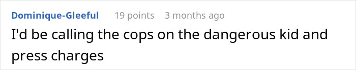 Comment text on a white background discussing a babysitter refusing to watch a child and accusations of discrimination.