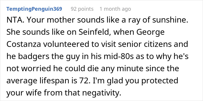 Commenter reacts to MIL shocked as son kicks her out after unhinged comments over wife&rsquo;s pregnancy.