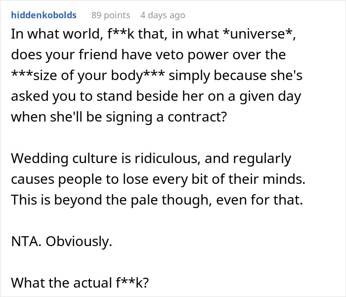 "I Was So Confused And Shocked": Woman Called Selfish By Bride Because She Lost Some Weight "I Was So Confused And Shocked": Woman Called Selfish By Bride Because She Lost Some Weight