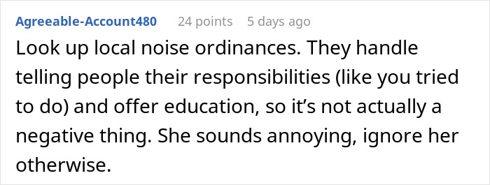 Online comment advising to check local noise ordinances amid neighborhood drama over barking dog blamed on garden next door. Online comment advising to check local noise ordinances amid neighborhood drama over barking dog blamed on garden next door.