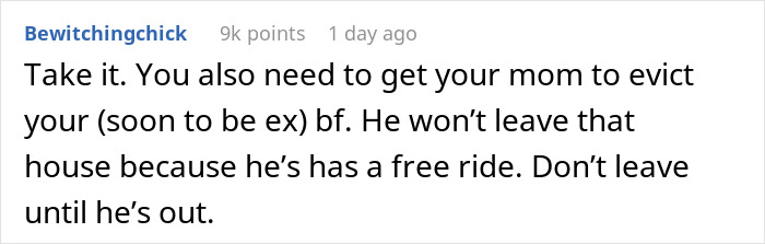 Comment advising to evict a boyfriend who won&rsquo;t leave the house to support a woman move Alaska alone decision.