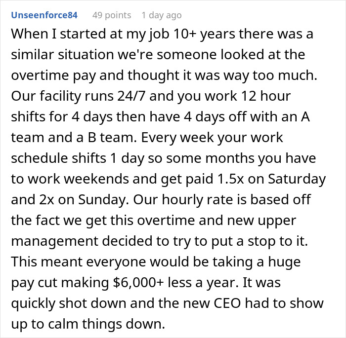 Text post on a forum discussing company’s penny-pinching backfiring as workers stop going the extra mile. Text post on a forum discussing company’s penny-pinching backfiring as workers stop going the extra mile.