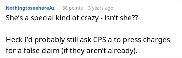 Comment thread discussing a woman calling CPS on daughter&rsquo;s ex-husband over alleged child tattoo coercion.
