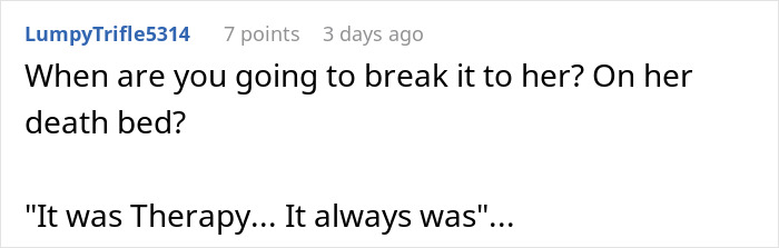 Screenshot of an online comment discussing a Christian woman's disbelief in therapy while her niece uses it for help.