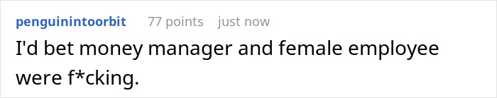 Screenshot of an online comment discussing a woman stalking a colleague to confirm he’s sick and regretting turning him in. Screenshot of an online comment discussing a woman stalking a colleague to confirm he’s sick and regretting turning him in.
