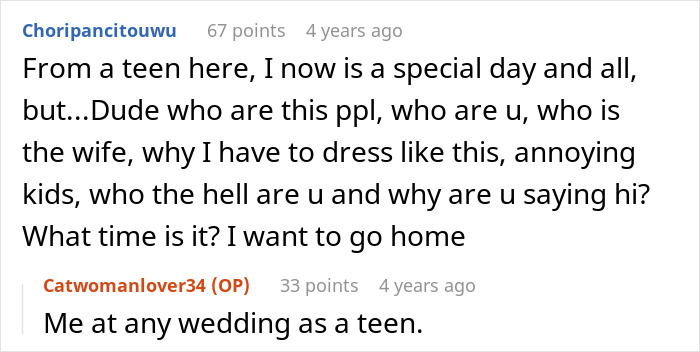 Bride at wedding smiling surrounded by pets instead of kids, parents visibly shocked and upset in background.