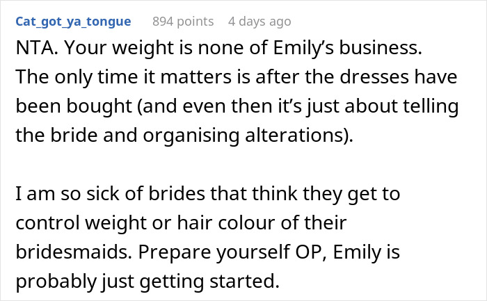 "I Was So Confused And Shocked": Woman Called Selfish By Bride Because She Lost Some Weight "I Was So Confused And Shocked": Woman Called Selfish By Bride Because She Lost Some Weight