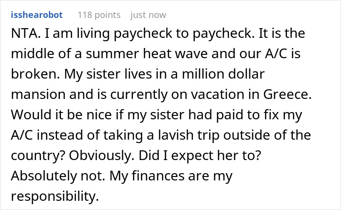Screenshot of a social media comment about financial struggles and family support by a teacher paying bills.